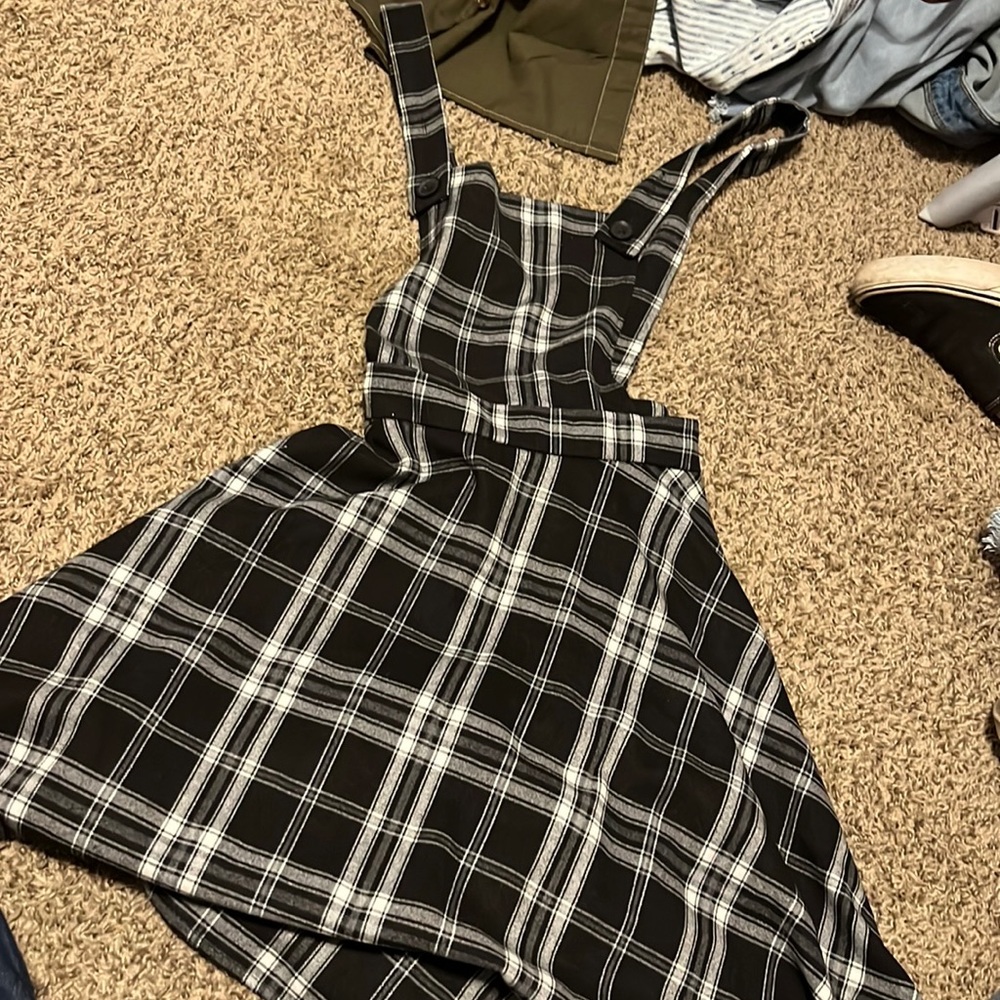 Cute, great fabric overall dress
